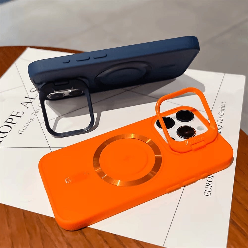 Solid Color Silicone Phone Case with Lens Holder, Extremelyt Phone Case for iPhone 16 15 14 13 12 11 Pro Max Plus